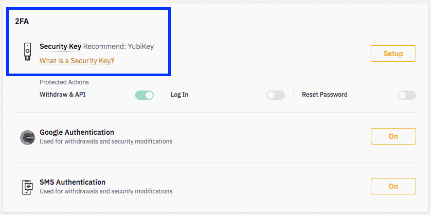 binance 2FA screenshot
