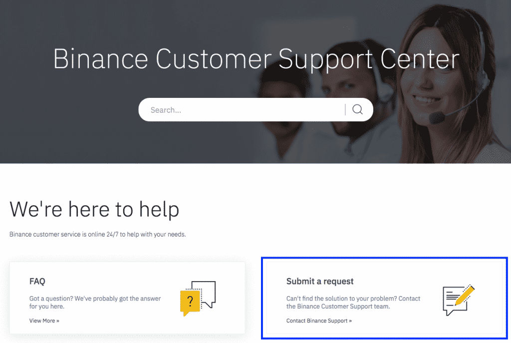 binance support screenshot