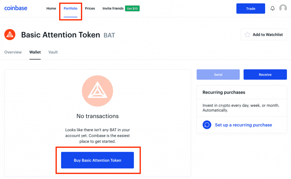 coinbase portfolio screenshot