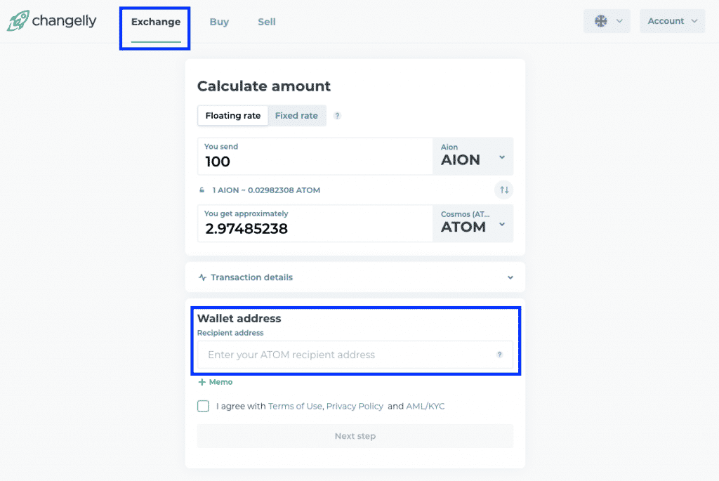 changelly exchange screenshot