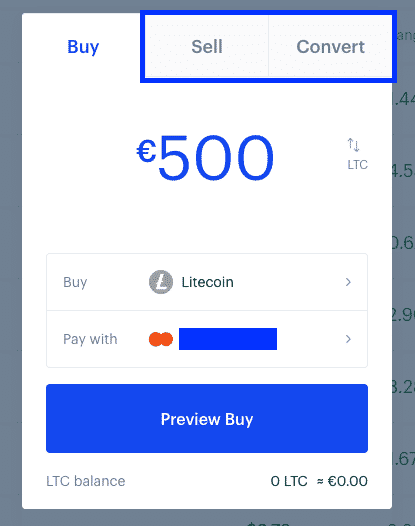 sell and convert altcoin on coinbase screenshot