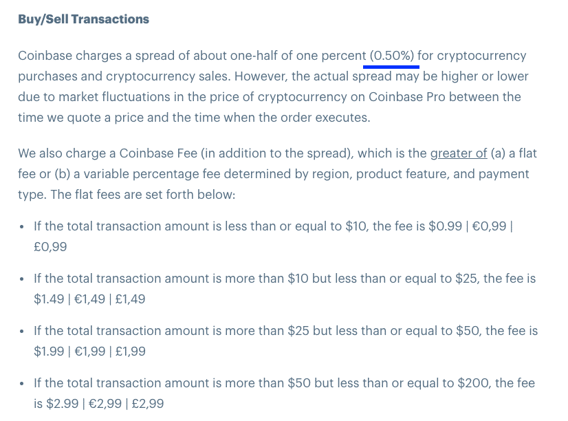 coinbase buy and sell fee screenshot