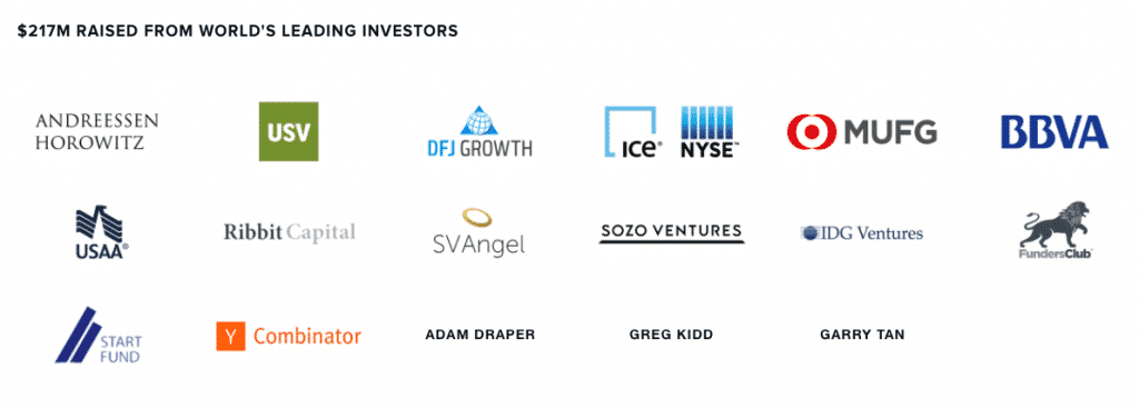 screenshot of coinbase investors