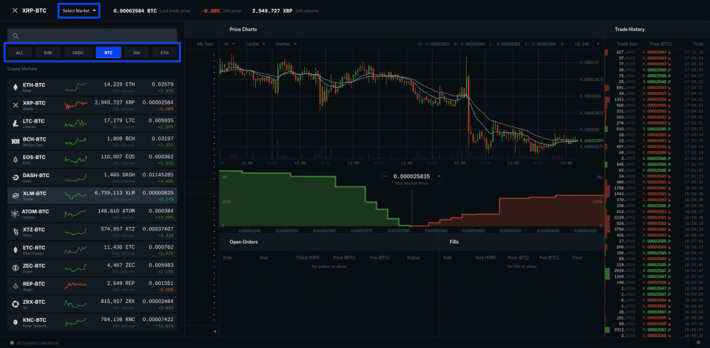 coinbase trading interface screenshot