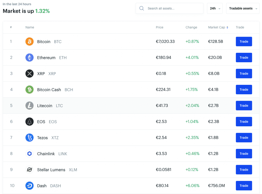 altcoin list coinbase screenshot