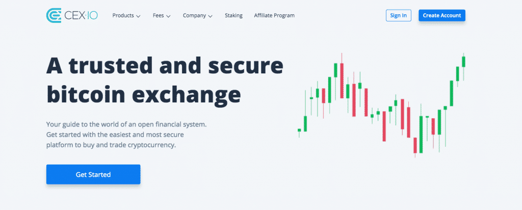 landing page screenshot of cex.io