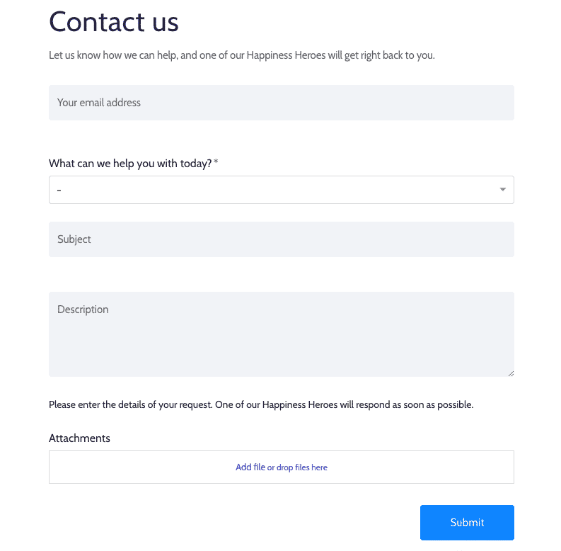 contact us page on coinmama screenshot