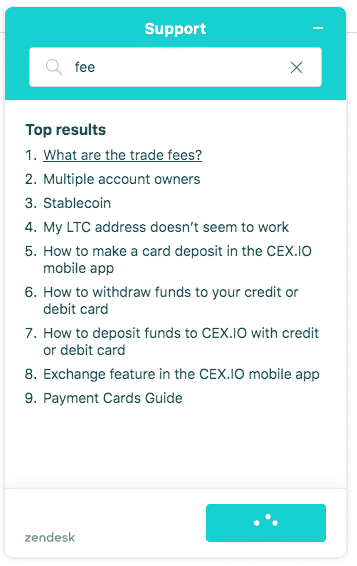 cex.io support screenshot