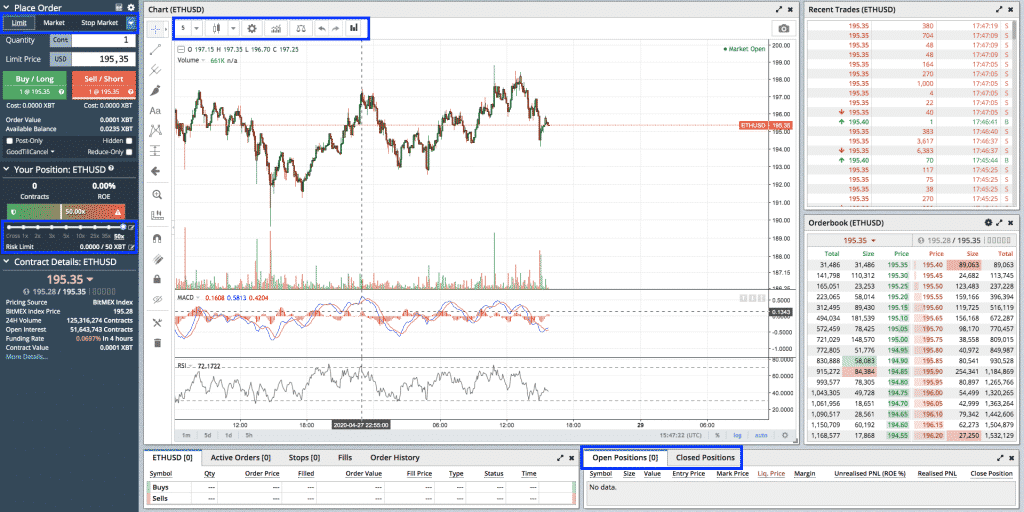 trading interface crypto exchange bitmex screenshot