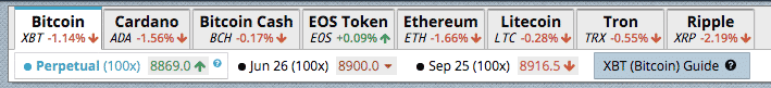 crypto selection bar bitmex screenshot