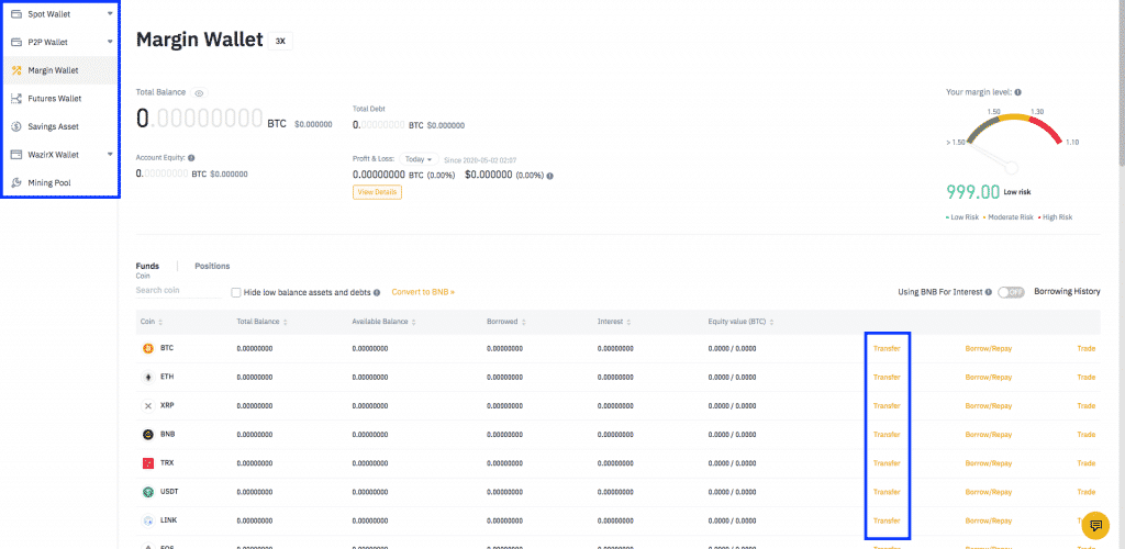 binance leverage crypto wallet screenshot