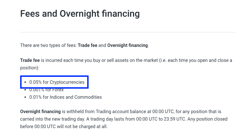 crypto leverage trading fee table prime xbt screenshot