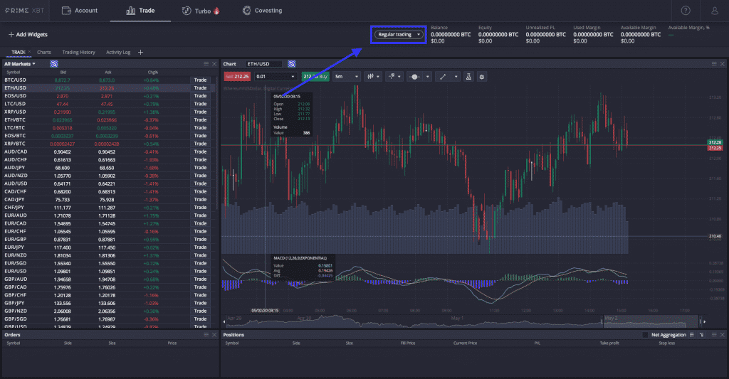 crypto leverage exchange prime xbt scrreenshot
