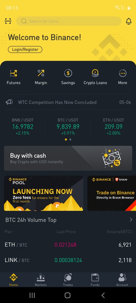 binance crypto investment app