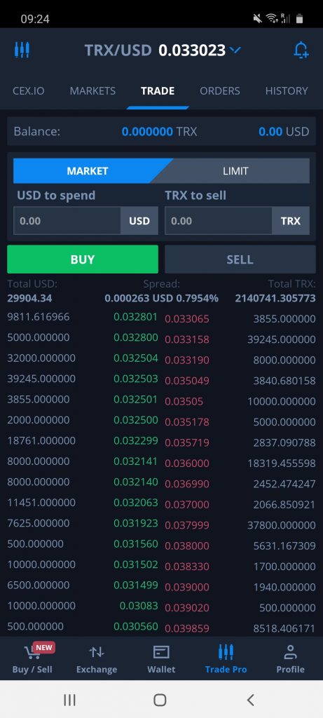 cex.io crypto app screenshot