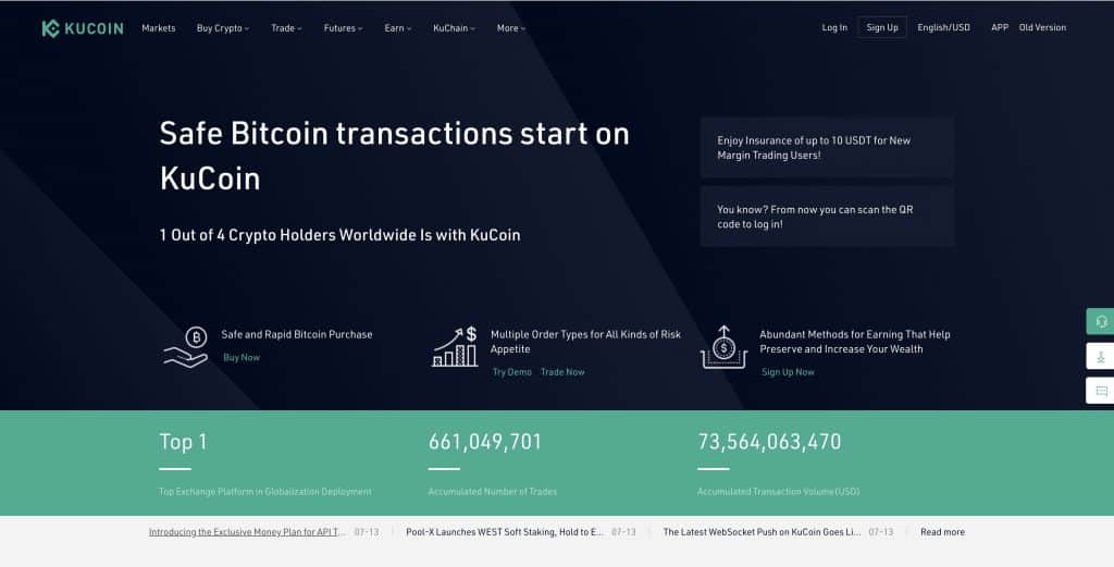 kucoin cryptocurrency exchange first page