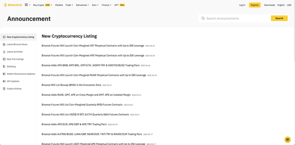 binance new cryptocurrency listing