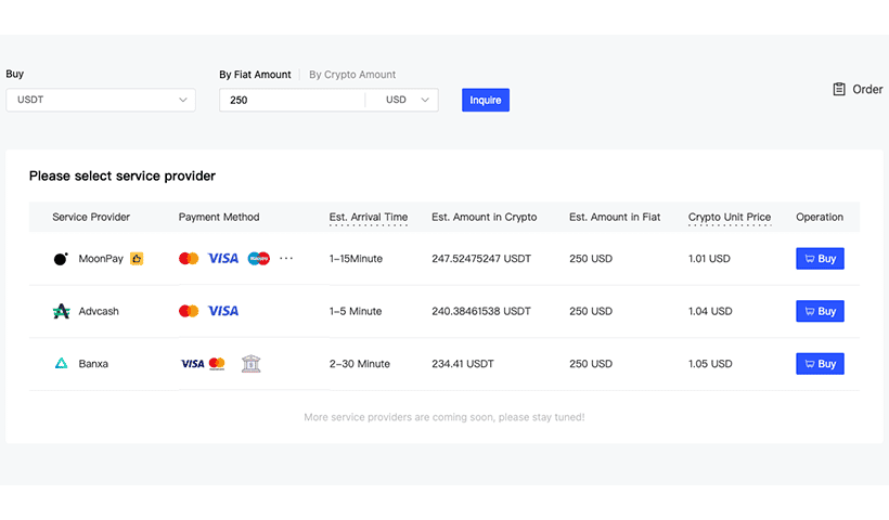 BingX buy crypto