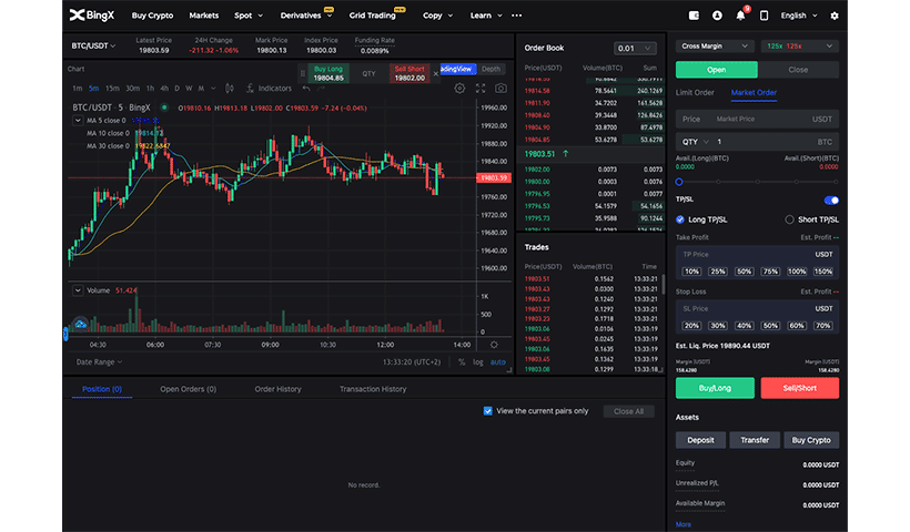 BingX trading interface