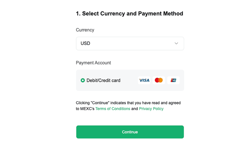 MEXC buy crypto